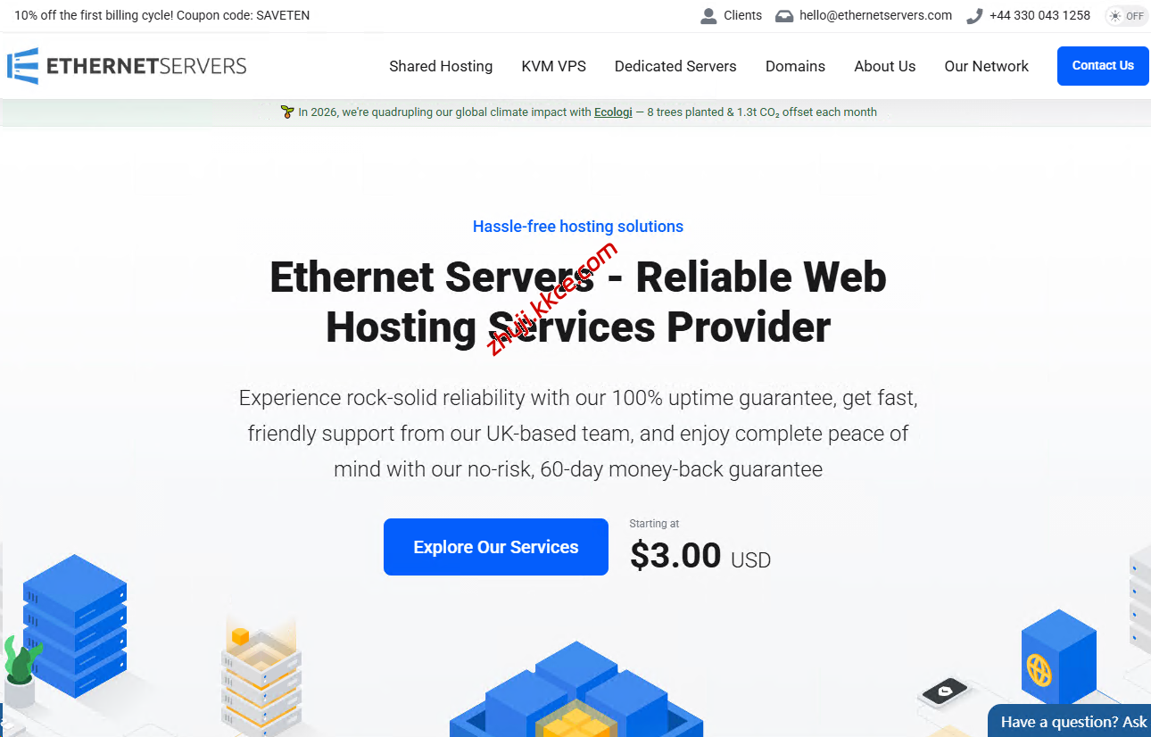 ethernetservers物理机$65/月，1Gbps不限/20G防御，美国/英国/荷兰/西班牙机房